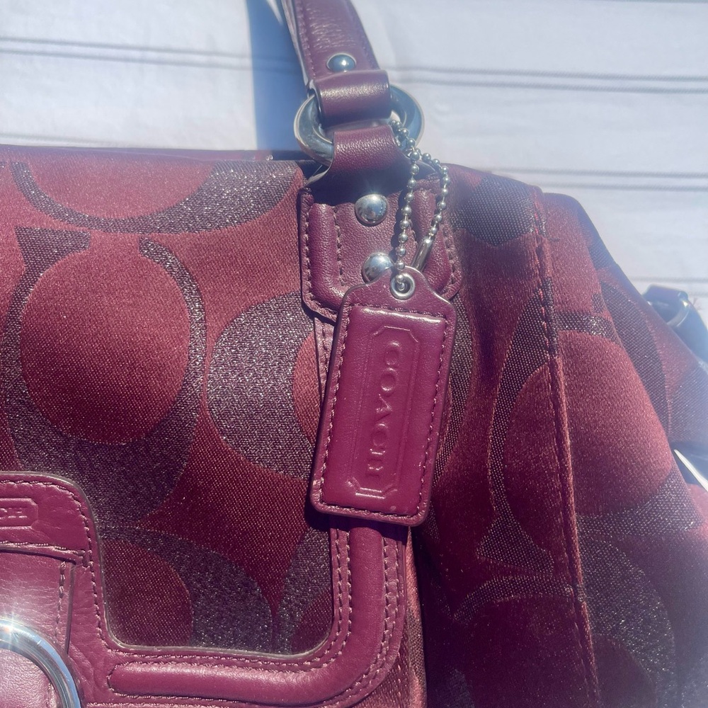 Coach Campbell Signature Metallic Belle Carryall Bag - Bordeaux - Picture 10 of 15
